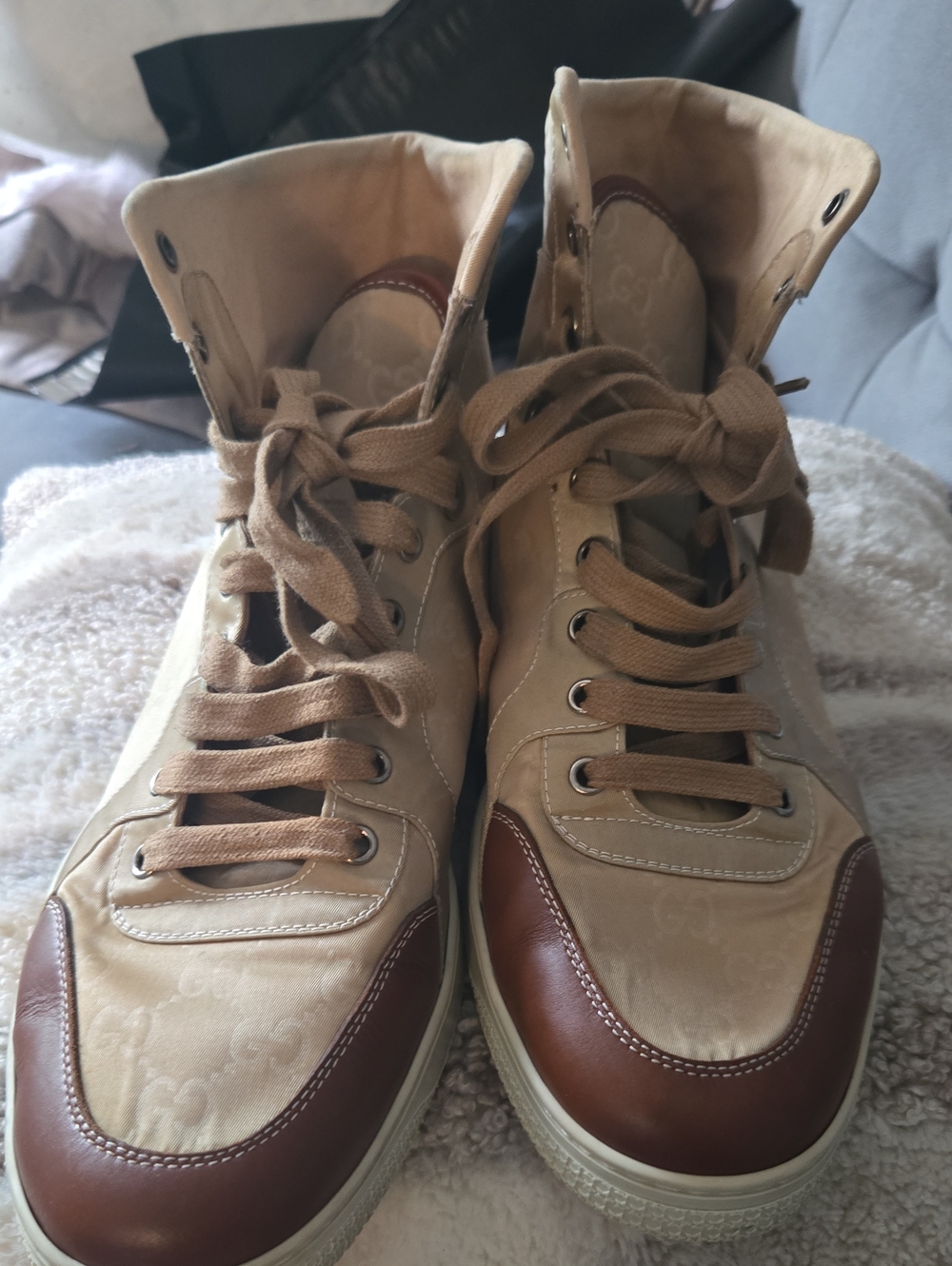 Gucci GG High Top Sneaker Original GG Canvas in Brown & Tan